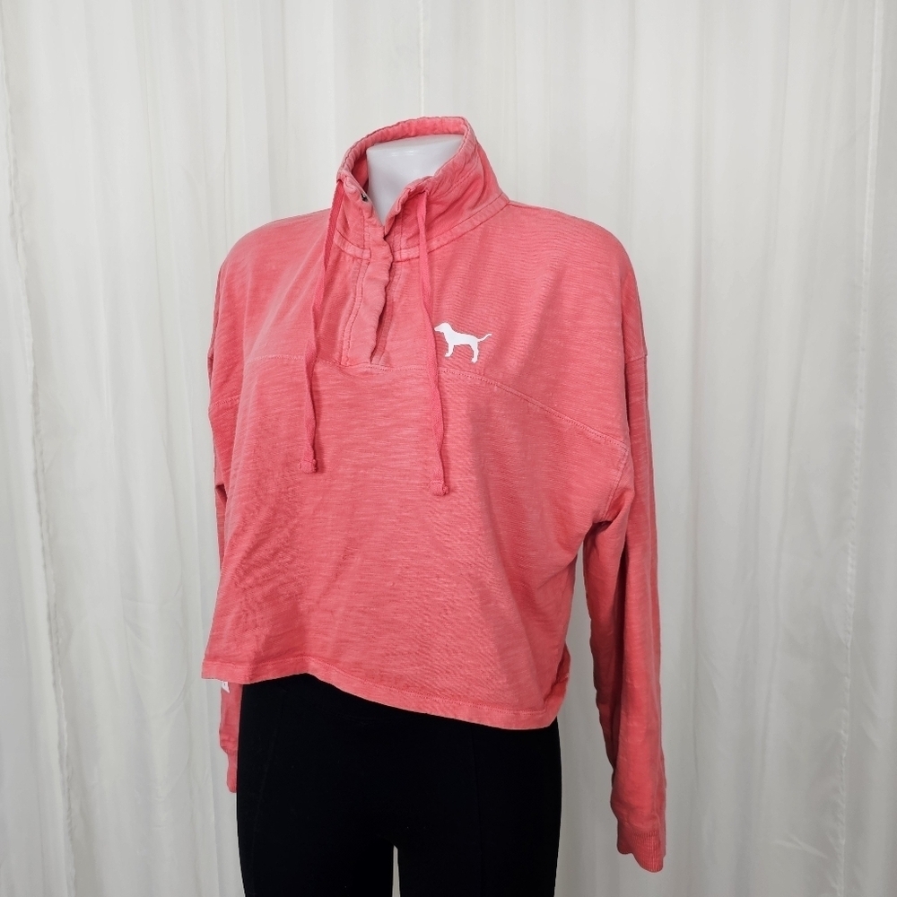 Victoria's Secret Pink cropped mockneck light sweatshirt coral medium